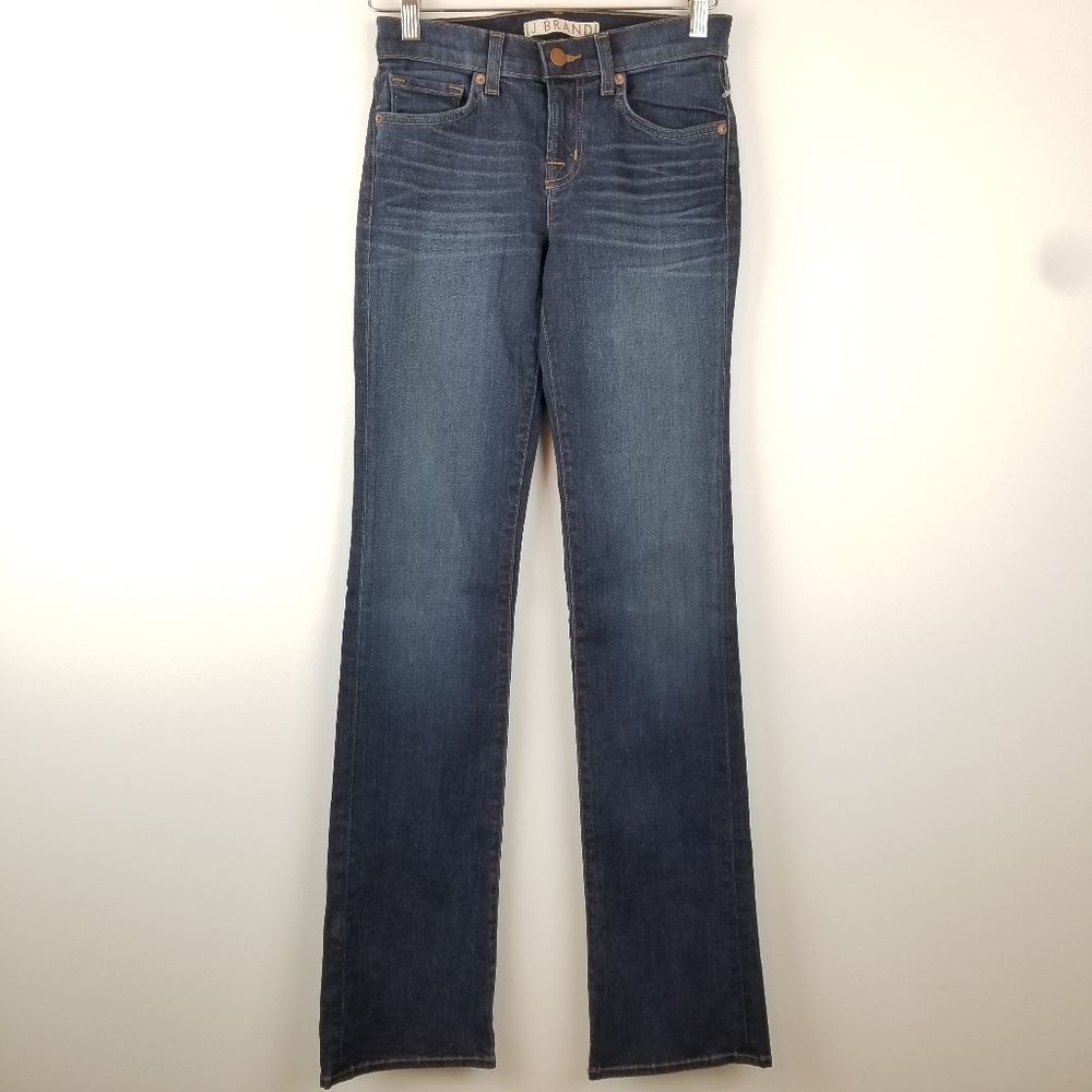J Brand Slim Bootcut Jeans Womens 24 Dark Wash Low Rise Stretch 34 Inseam
